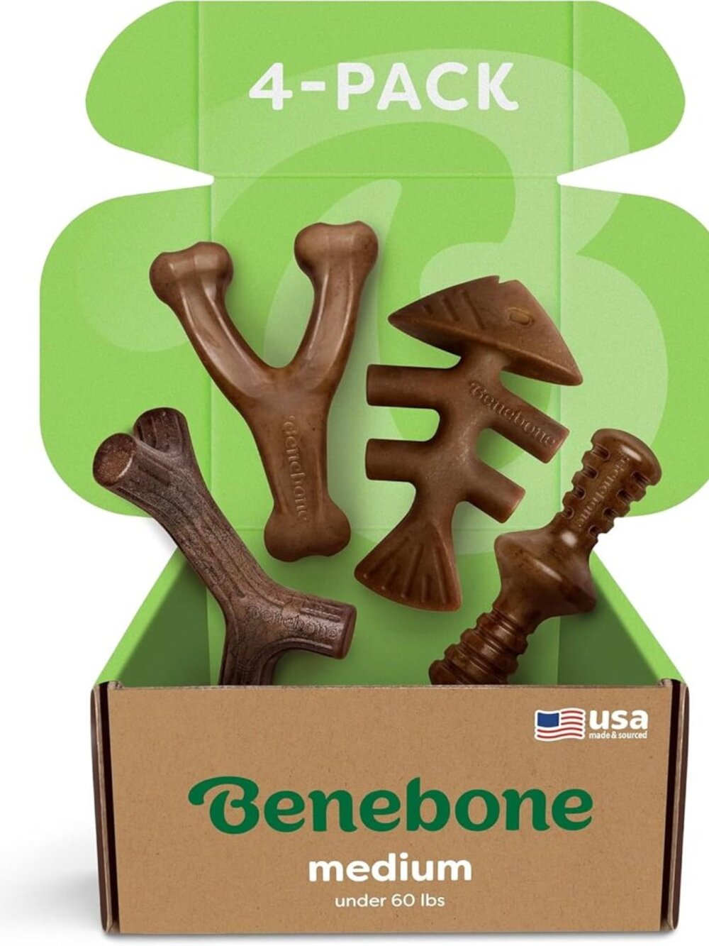 Medium 4-Pack Dog Toys for Aggressive Chewers – Durable Dog Bones,  – Dog Toys f